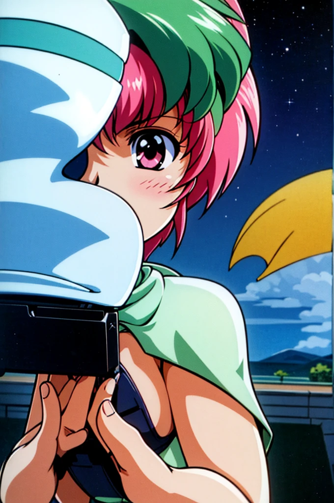 Highest quality, masterpiece, High resolution, alone, （Haman Khan），（機動戦士ZGundam），（Zeon_uniform），（Black‗Mantle），（pink_Hair Color），Gundam，Cybele，（Funnel）、Bob haircut，Bangs‗Hairstyle，Young Girl，Starry Sky_background，Anime Style, Highest quality, 4K, masterpiece,， alone, 1,whole body，looking at the camera, Shinkai Makoto style, Sharp Eyes，（Full Finger）, （Accurate fingertips）, （The finer details）, （Anatomically correct）, (映画のbackground), Hyper Detail, (Subtle details), (Intricate details),