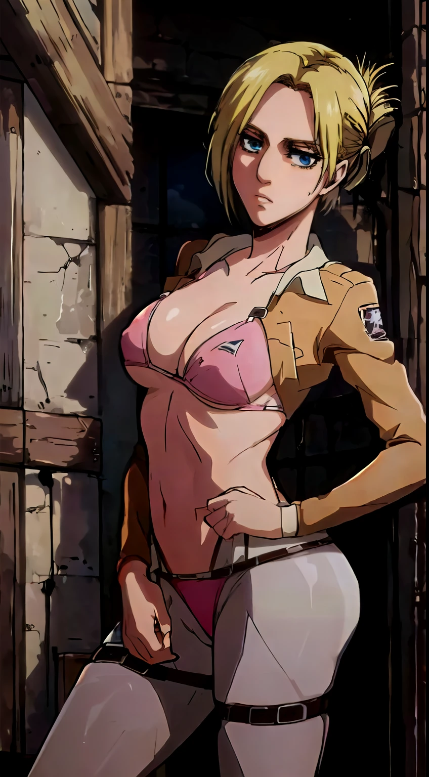 source_anime,score_9,score_8_up,screencap, anime screencap, BREAK, power \(chainsaw man\), chainsaw man, demon horns, , huge tits, outdoors,  on ship, ship,  squeezing tits, blindfold, blindfolded, press tots, upper body, nipple pasties, solo, opera gloves, standing, messy hair, shexyo 