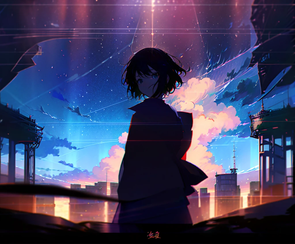 Films by Makoto Shinkai「Your Name。」Wallpapers inspired by. Starry Sky, masterpiece, Black silhouette, Perfect Anatomy, romantic, Kimi No Na Wa, Highly detailed face. Cute face, Perfect Face, masterpiece, 4K, Lovely couple, Boys and Girls, men and women, Gently Embrace Me, Blushing, in love, Your name style, Kimi No Na Wa, Starry Sky, hug, Black silhouette, Shadow, Hug from behind
