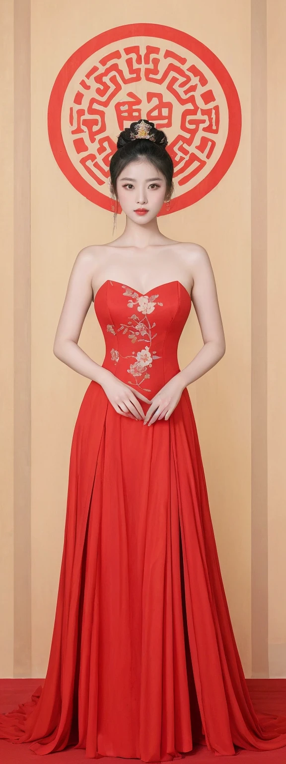 In a captivating scene, a woman stands as a beautiful fantasy queen, wearing a red dress that exudes elegance and power. Her close-up reveals red flowers in her hair, adding a touch of natural beauty to her regal appearance. This portrayal is inspired by the artistic styles of Lan Ying and Qiu Ying, known for their mastery in traditional Chinese painting.
The full-body xianxia (fantasy) depiction of the queen is reminiscent of the works of Zhu Lian, a renowned figure in Chinese art history. She is the Queen of China, her presence commanding and majestic, evoking the grandeur of a palace.
Surrounding her is a girl wearing Hanfu, a traditional Chinese garment, inspired by the works of Huang Ji and Wang Meng, both prominent figures in Chinese painting. This scene combines elements of historical and fantasy art, creating a visual narrative that is both culturally rich and aesthetically pleasing. The queen, at the center of this scene, is a symbol of beauty, power, and the rich cultural heritage of China.
