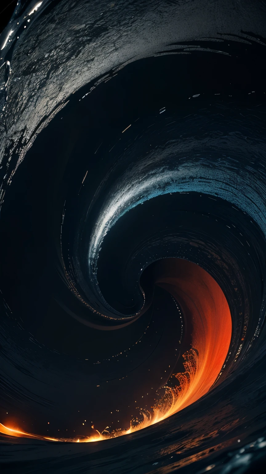 Grainy noisy poster background, dark blue orange red color wave black backdrop abstract header banner design,3d