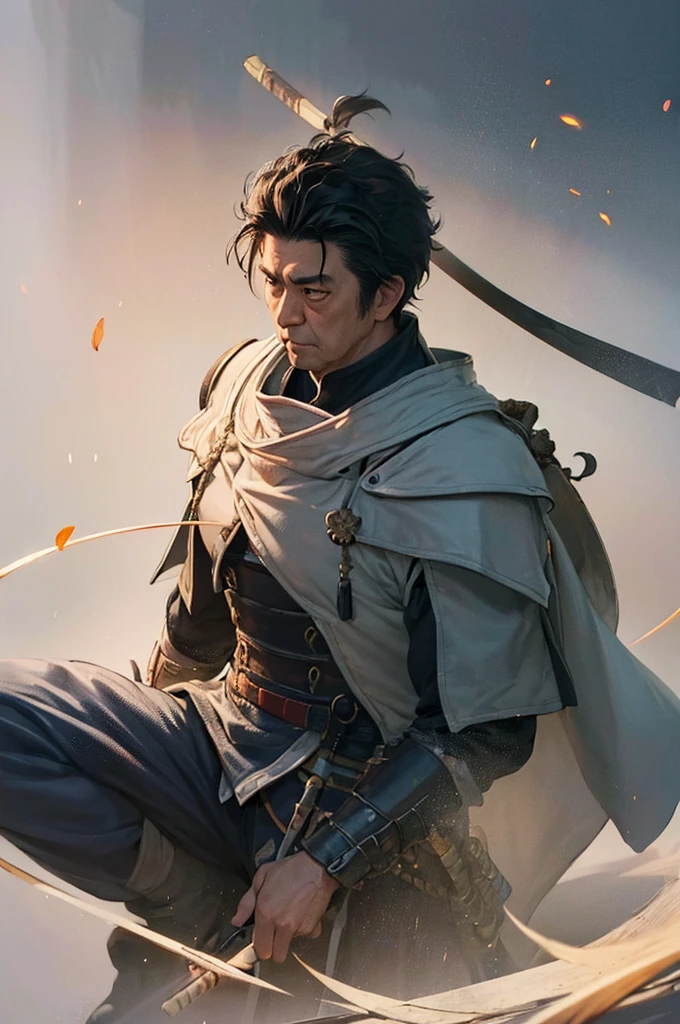 Highest quality,High resolution,((Shinzo Abe)) ,Kenshiro,Fist of the North Star,samurai,One person,warrior,armor,(dark blue_coat),male,One personで,Middle Age,(face_Wrinkles),Swordsman,strongest,Anime Style,(Limbs),(Full Finger),(Accurate fingertips), (The finer details), (Super detailed),(Japanese sword:),4K,(high resolution),whole body, (Front angle), Looking at the camera,masterpiece,(Subtle details),(Intricate details),Octane Rendering,(Hyper Detail),