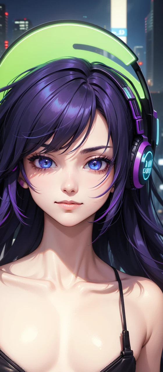 1boy, (extremely beautiful), solo, male focus, cyberpunk, neon lights, vibrant colors, headphones, Cyberpunk, neon, masterpiece, best quality, ultra-detailed, cyberpunk background, detail, in the starry night, moon, explosive and clear eyes, glowing eyes, beautiful details in the wind, little smile.