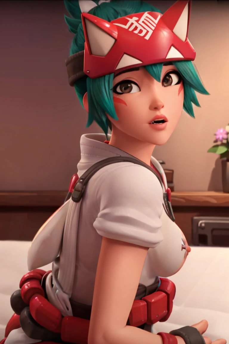 young sexy (owkiriko), kiriko \(overwatch\), nsfw, naked, nude, topless, looking at viewer, naked, nude, topless,, nsfw light smile, small breasts, huge_ass bending over, looking at viewer, back view, doggy_style_position, (insanely detailed, beautiful detailed face, beautiful detailed eyes, masterpiece, best quality), 1girl, multiple cocks porn sex