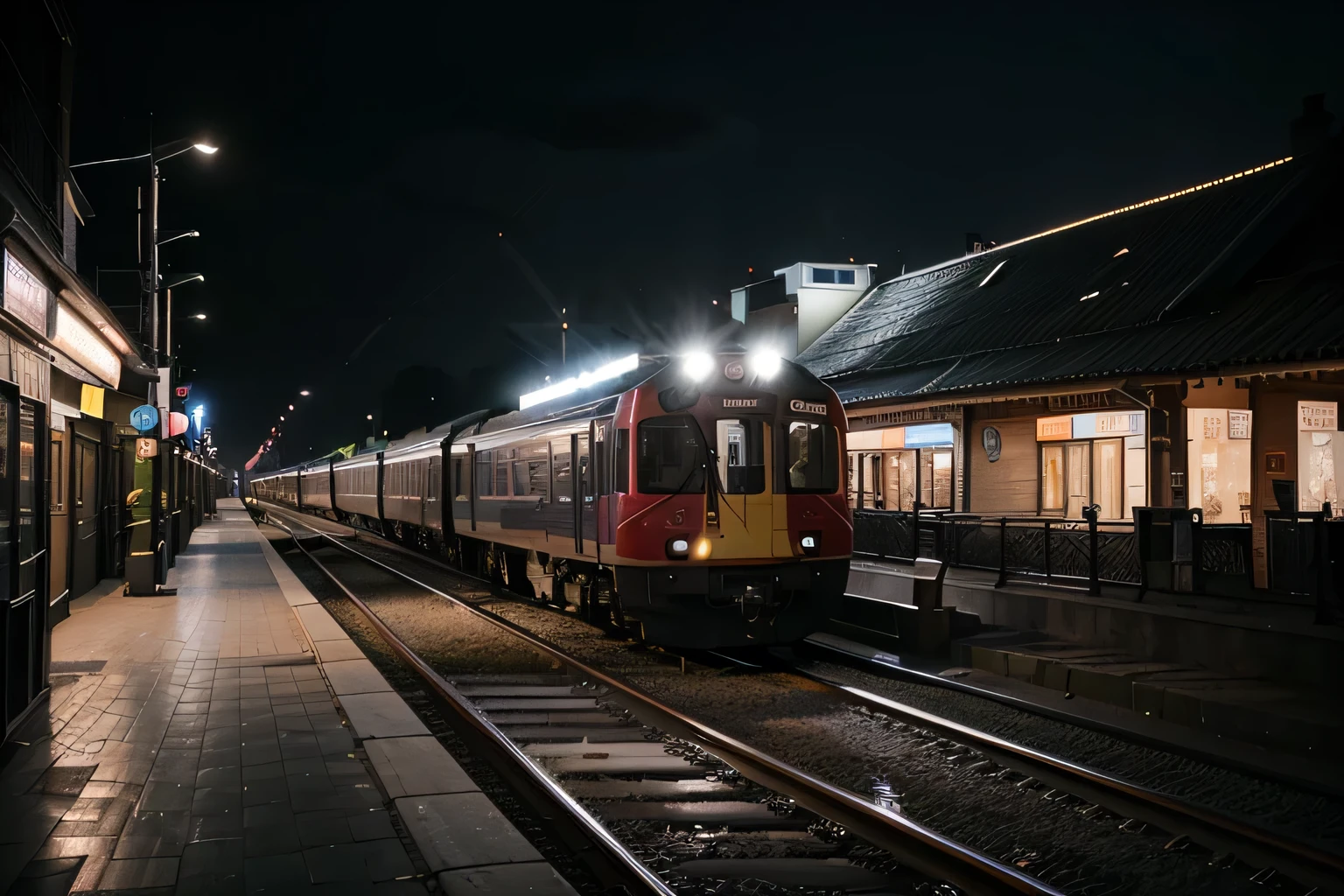 there is a train that is pulling into the station at night, alexey egorov, photo taken at night, The photo shows a large, photo taken in 2018, aleksander rostov, Jacob Gauermann, train, Charging around the city, снято на камеру sony a7r, in the style of Kirill Kotashev
