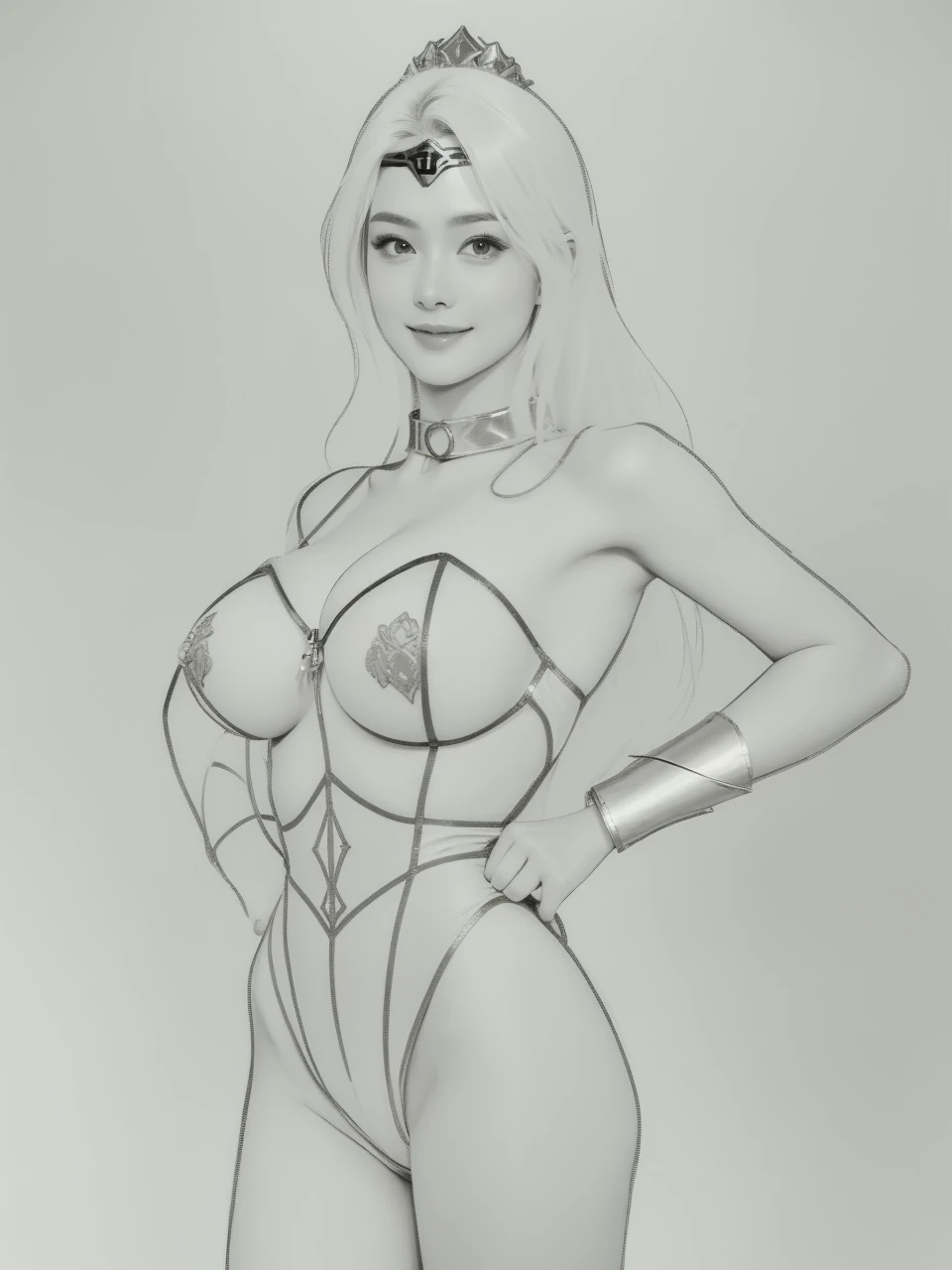 Super heroine, super lady, about 20 years old, pink leotard, sexy Wonder Woman-style bustier, leotard battle suit, unparalleled beauty, graceful, elegant, pure, innocent, adorable, refreshing, smiling, incredibly attractive, amazingly beautiful woman with outstanding style, large breasts, medium-long hair, lustrous and beautiful black hair, pink leotard-style battle suit with white power belt around the waist, white boots and bracelets, with a choker around the neck, stitched stripes reminiscent of Power Woman, special color-coded shields around the nipples and genitals, accentuating the design, sexy and erotic design, erotic and sexy, V-front high-cut legs, T-back-like design around the crotch, incredibly erotic and sexy, one girl, no tiara, nothing on forehead, bare face, no ferroniere or tika
