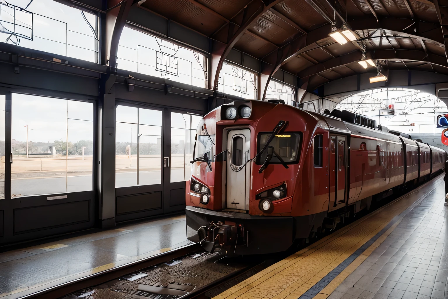 arafed train in a train station with a red and silver train, photo taken in 2018, train, future locomotive style, in the style of Kirill Kotashev, The photo shows a large, Jozef Borsos, Oscar Lyuty, Karl Voelker, through 2 0 1 8