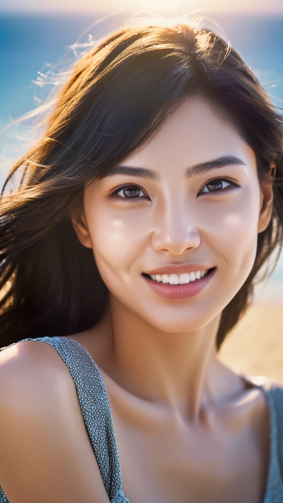Dressed, (photo Realistic:1.4), (hyper Realistic:1.4), (Realistic:1.3),
(Smoother lighting:1.05), (Improving the quality of cinema lighting:0.9), 32k,
1 Girl,20-year-old girl, Realistic lighting, Backlight, The light shines on your face, Ray Tracing, (Bright light:1.2), (Improvement of quality:1.4),
(Highest quality Realistic textured skin:1.4), Fine grain, Detailed face,
(Resort Beach), (smile), Face close-up, Cute Dresses,
(Enhances the body line:1.1), (Enhances the beauty of skin texture:1.1)