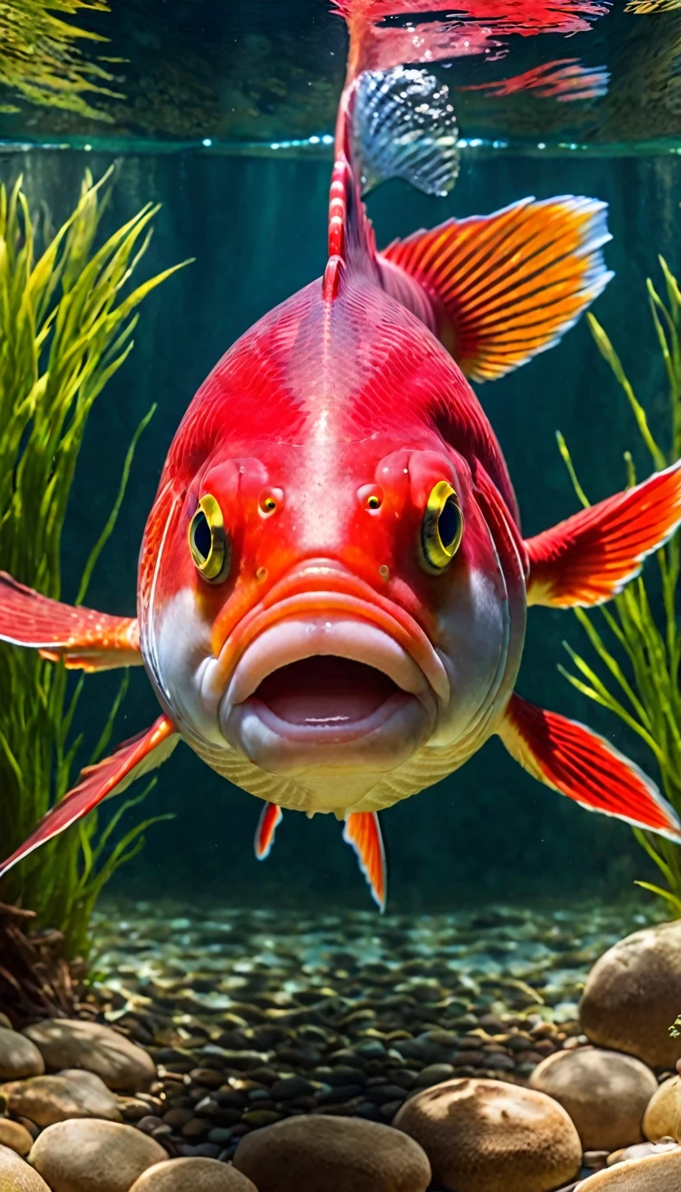 Human face merged with fish body