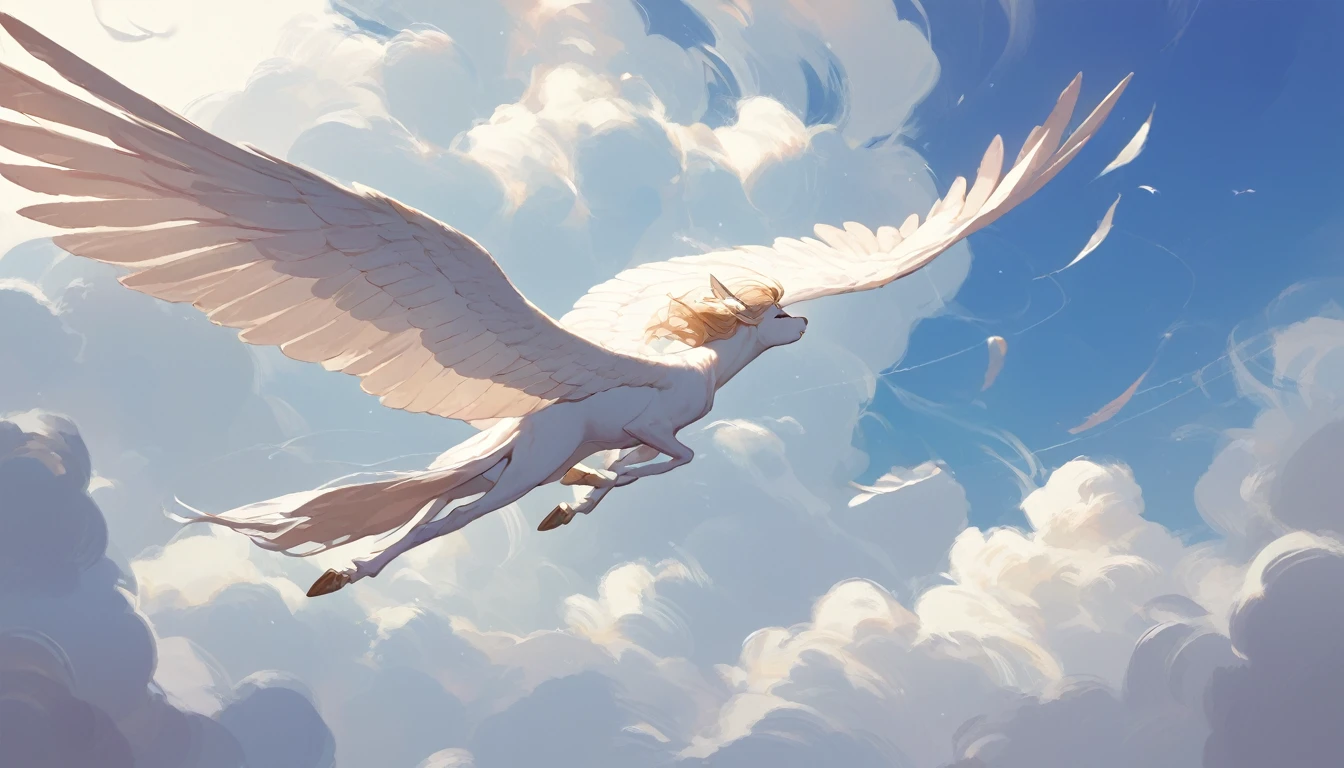 score_9, score_8_up, score_7_up, source_anime, detailed, 8k, cinematic angle, rating safe, from back, wide shot, A white winged angel is flying and look down, aureole, perfect face, 