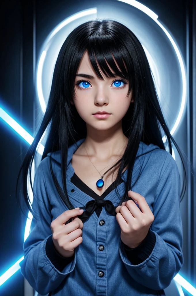 Anime girl goes to UA eyes blue eyes and black hair a blue lock and her power is telekinesis