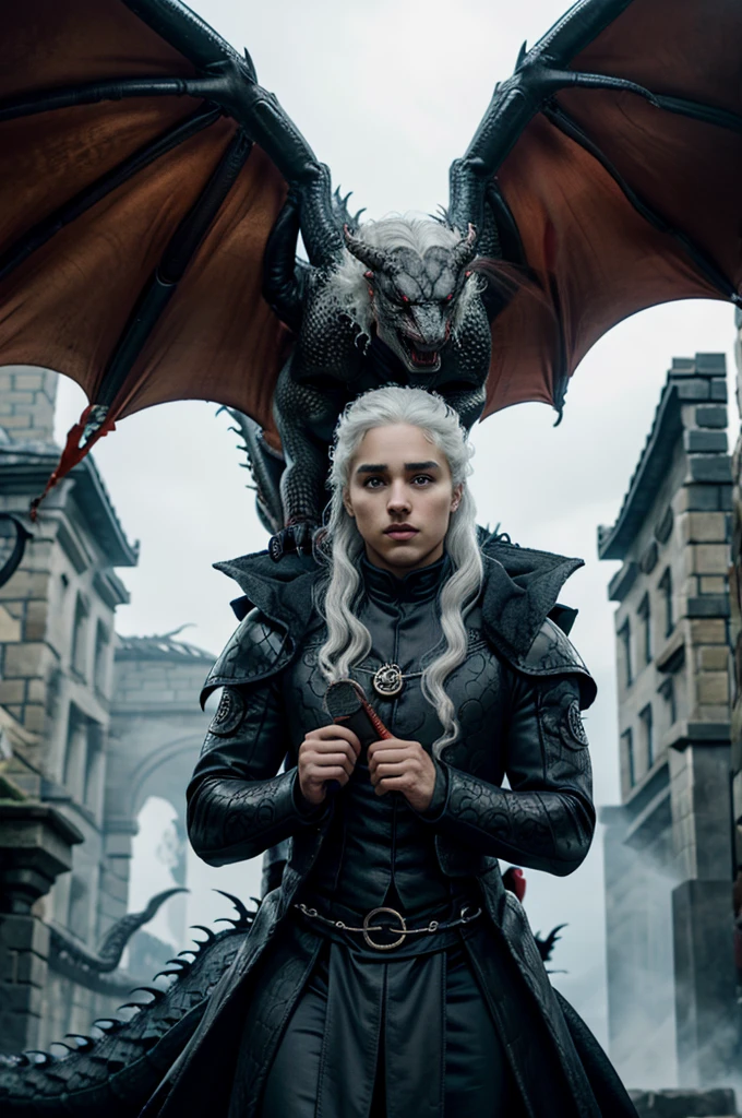 Daemon Targaryen on a huge dragon