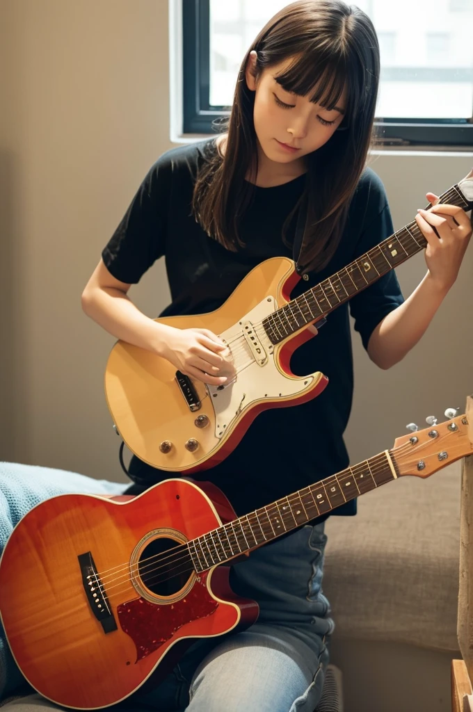 Cat playing guitar