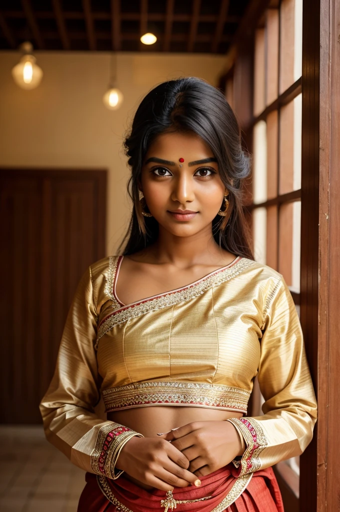 A Indian girl in traditional clothes age 35