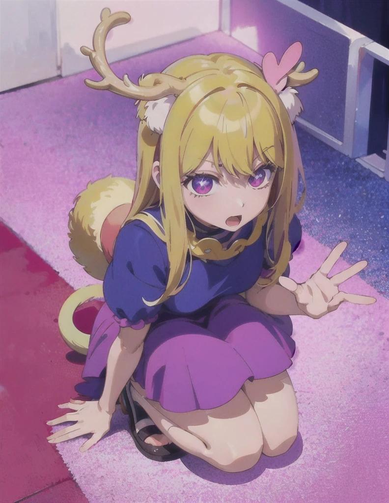 Anime girl in purple dress sitting on red carpet with hands raised, Attractive anime girl, SFW version, cute anime catgirl, Anime cute art style, Anime girl squatting, anime catgirl, Thickness, beautiful anime catgirl, , Neferibido, Deer Meet, Beautiful anime girl squatting