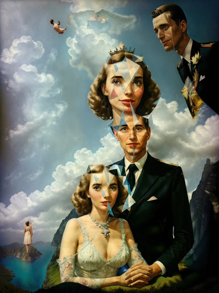 a collage of a portrait: adam und Eva in paradise 