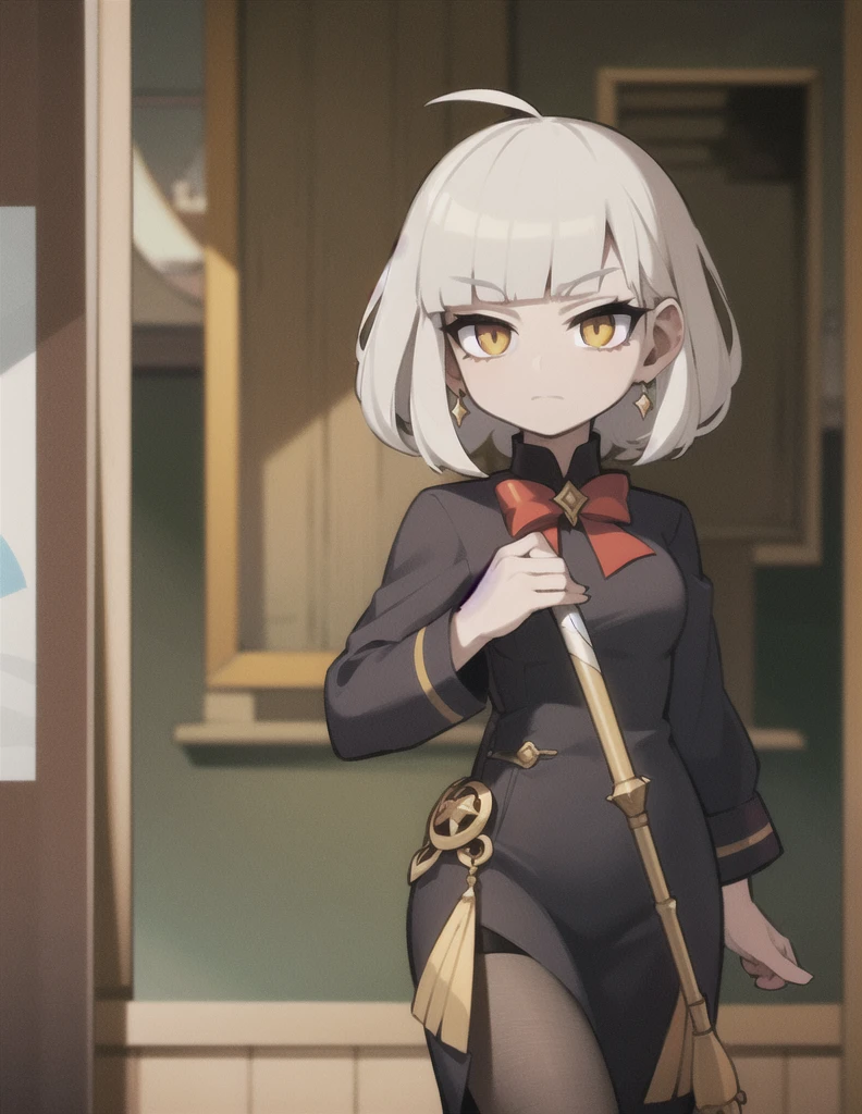 Has long white hair、Anime girl holding a red and gold scepter, Ayaka Genshin Impact, White-haired deity, Kushat Krenz Key Women in Art, Sharp RPG portraits, Keqing from genshin impact, From the Azur Lane video game, Anime girl holding a bow and arrow, Astrie Lohne, Azur Lane Characters, Official Art