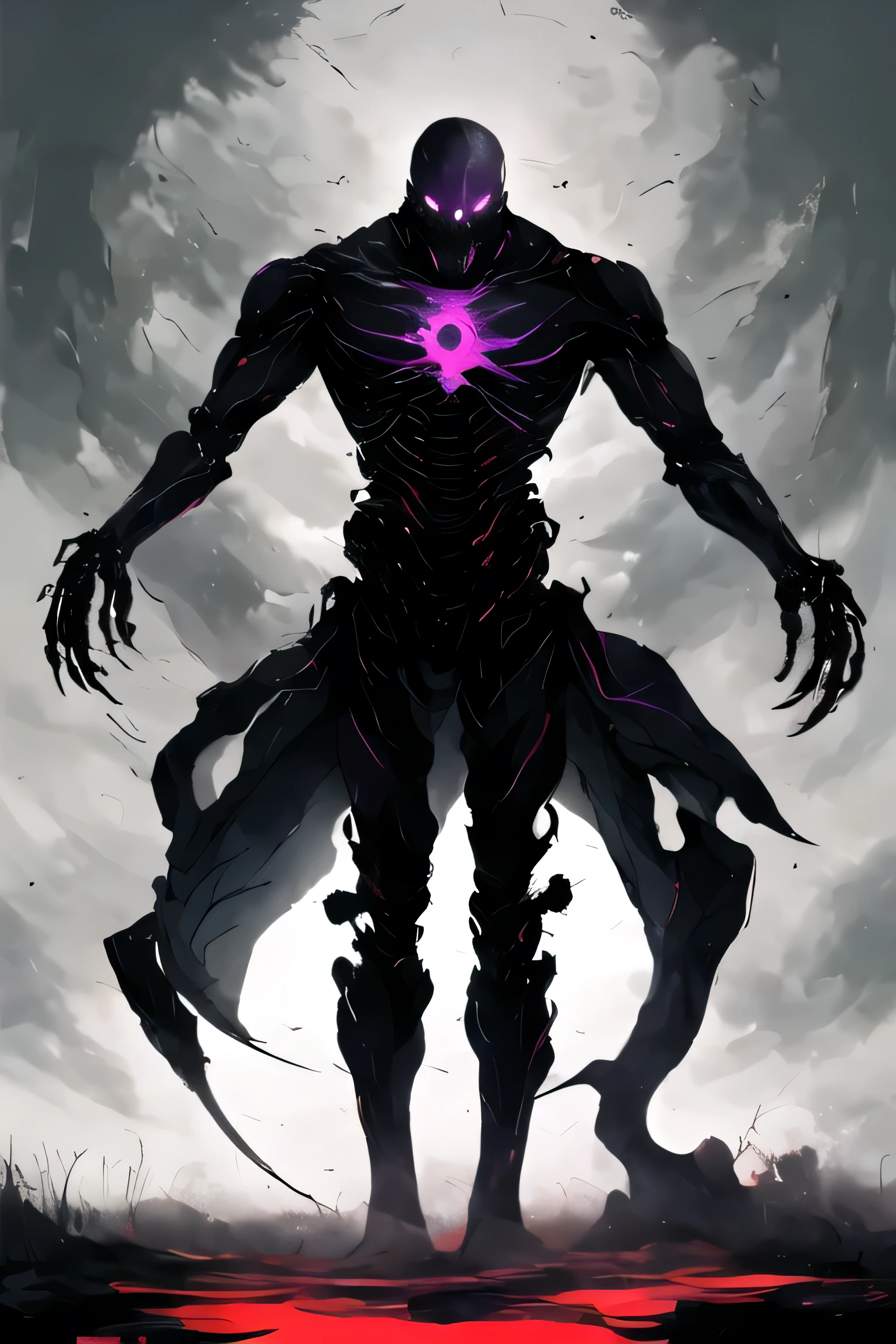 外見は黒いFOG,Wearing armor,Modern Battle Suit(((detailed)))The shape is humanoid,Modern weapons(((detailed)))Has glowing red eyes,The shape is made up of purple glowing hearts.(((detailed)))The skeleton is human-like and muscle fibers are visible.,FOGのようなもので獲物を探す(((detailed)))Perfect figure,The muscles are slender(((detailed)))barren land,dead tree,FOG,A world of chaos(((detailed)))Battle Scenes,Overwhelmingly strong,(((detailed)))Gloss,disaster々Shii,Highest quality。