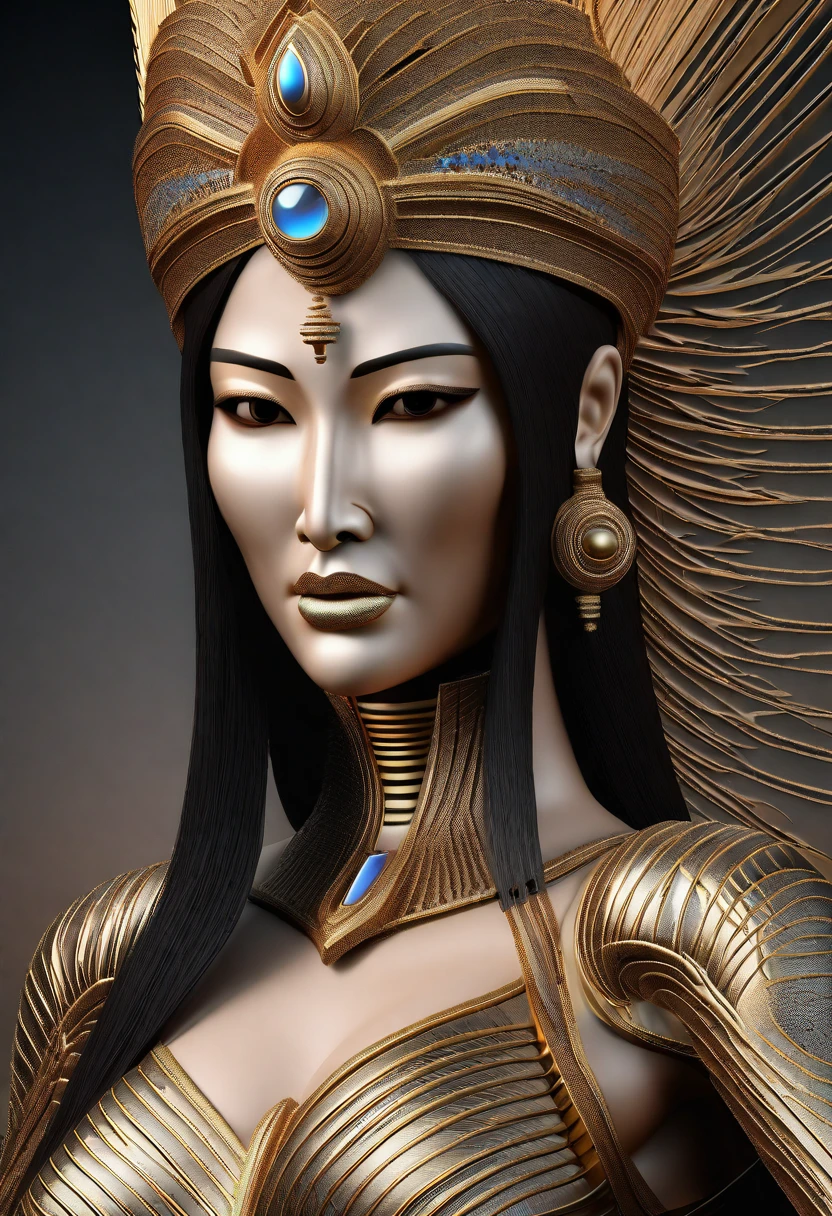 Ultra-high resolution, (Realistic, photo Realistic:1.37) Very beautiful and shining eyes Apparition woman Personification Nurarihyon Large Breasts background Temple Upper Body Alluring Big head