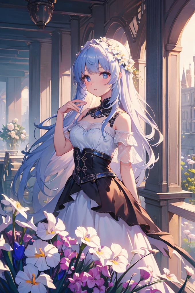 Gypsophila-inspired art, Highest quality)), High resolution, 8K, Cinematic Light, High Contrast, Written boundary depth, Strong brilliance, Detailed Background, One Girl, cute, fine grain, Shining Eyes, Detailed Iris,
