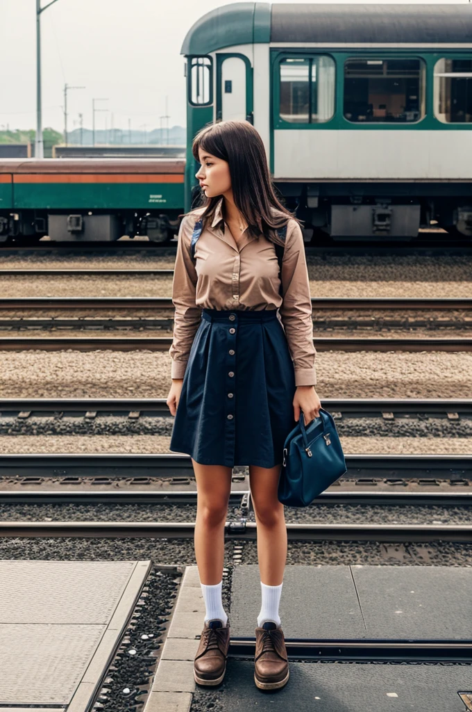 Girl standing alone on the Railway platform 