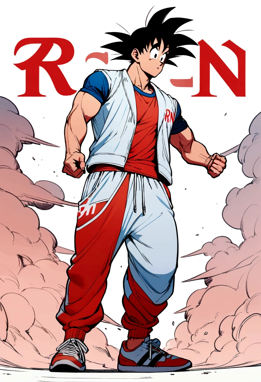 Goku with blue white red jogging pants with RN inscription