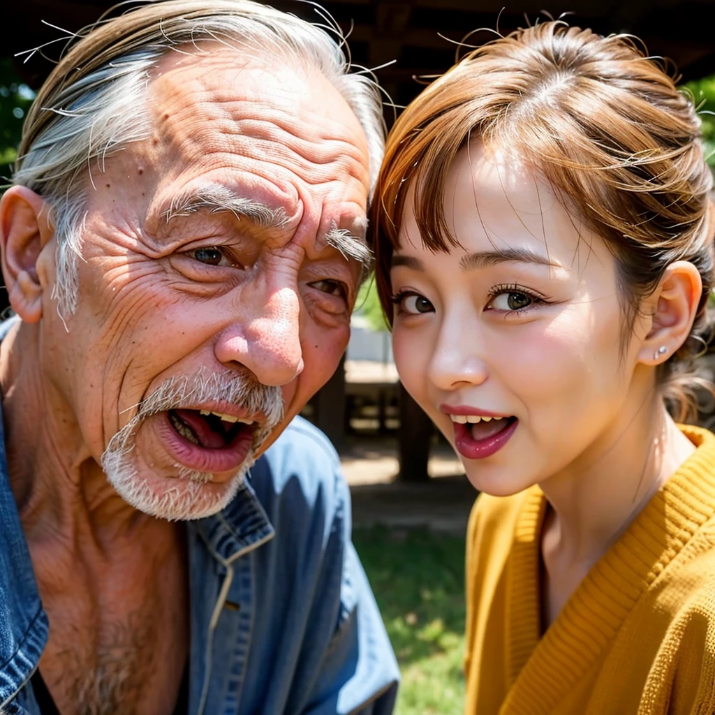 Cute and old man、make out、kiss、Tongue and tongue、Japanese