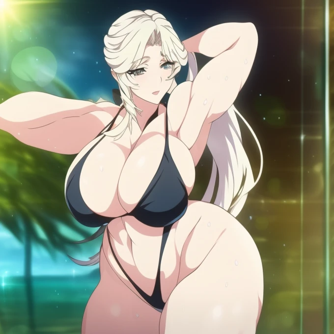 sexy woman with long white hair posing in a blue bikini, seductive anime girl, trending on cgstation, artwork in the style of guweiz, tifa lockhart with white hair, photorealistic anime girl render, [ 4 k digital art ]!!, fanart best artstation, realistic shaded perfect body, perfect white haired girl, advanced digital anime art