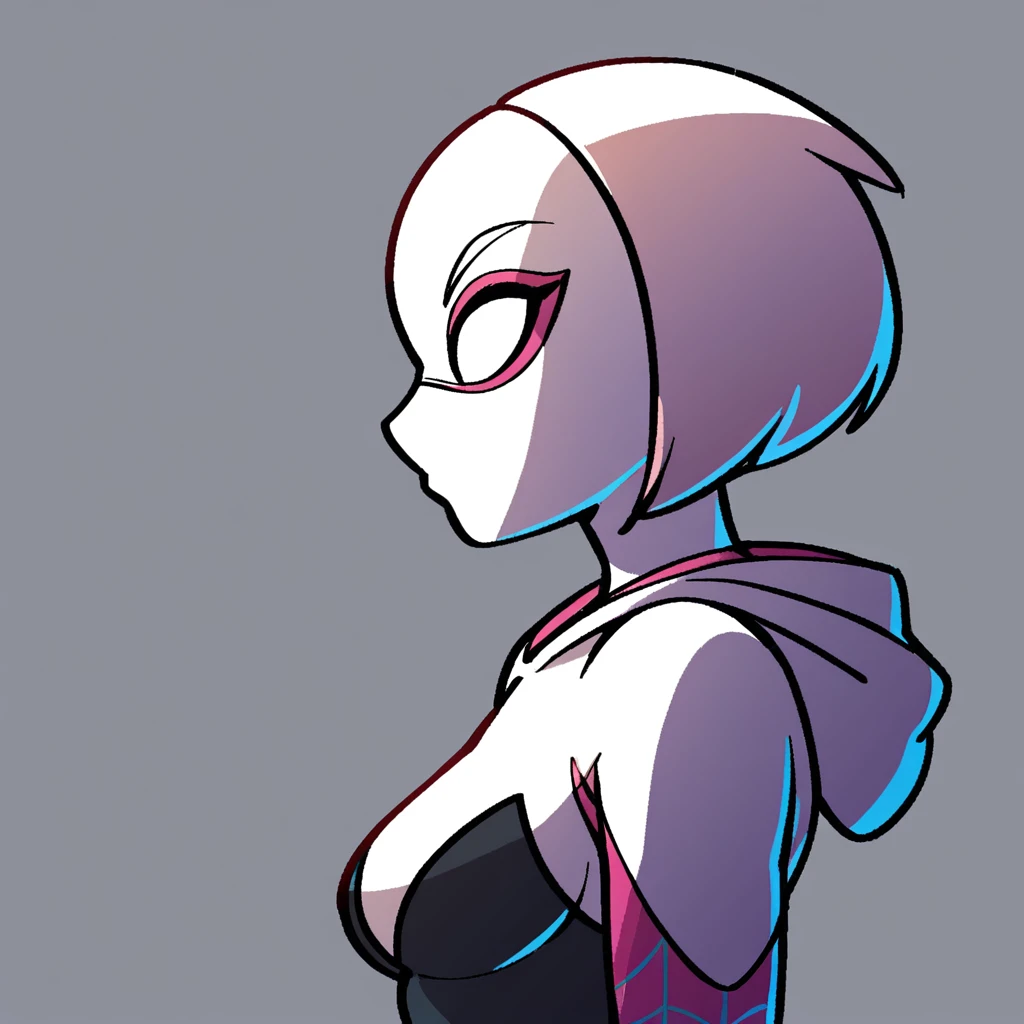 Spider-Gwen, medium breast, side profile, mask off