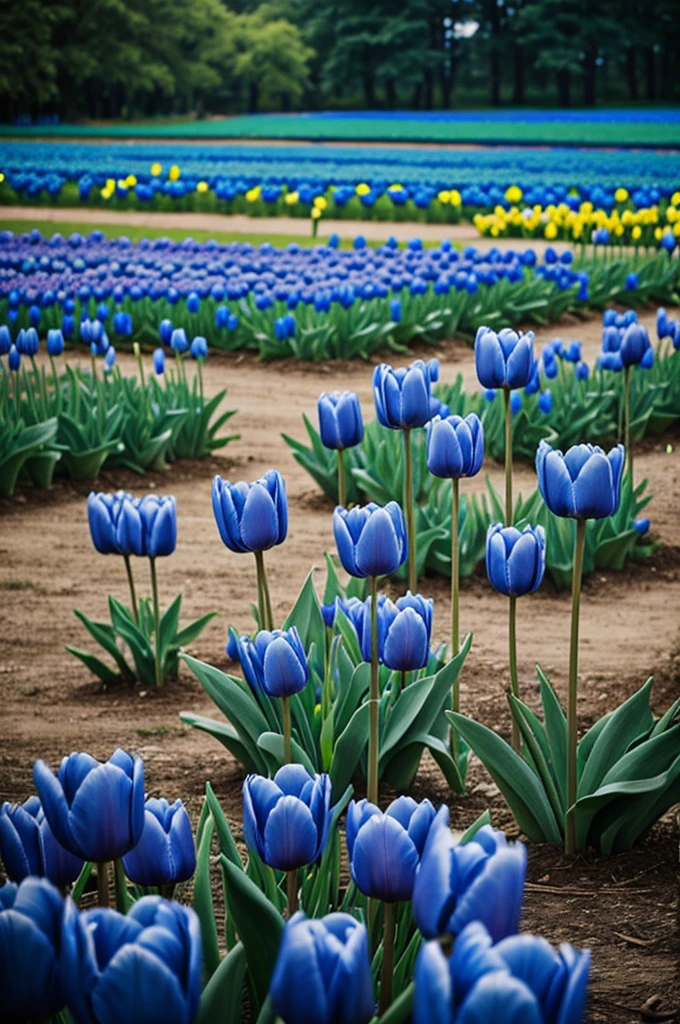 blue tulips in a dreamy scene