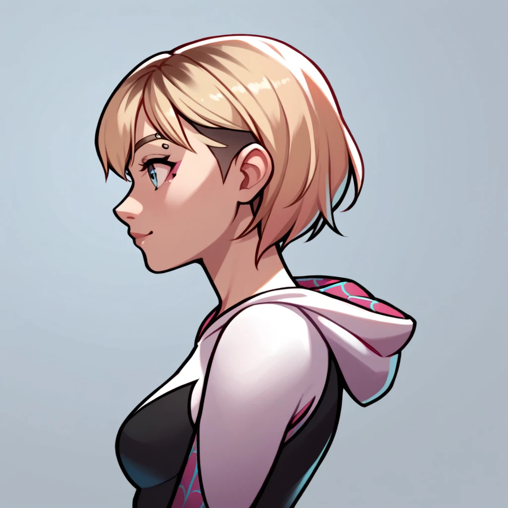 Spider-Gwen, medium breast, side profile, mask off