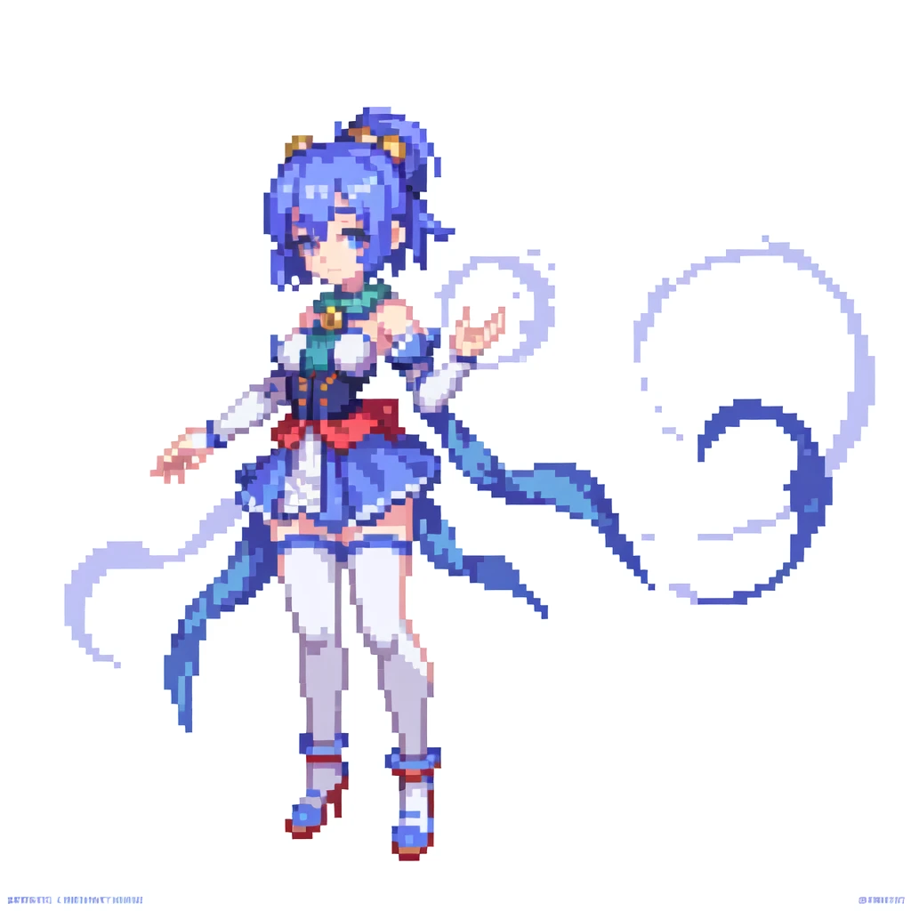 masterpiece , best quality , pixel art , 1 girl , jester  , full body , white background