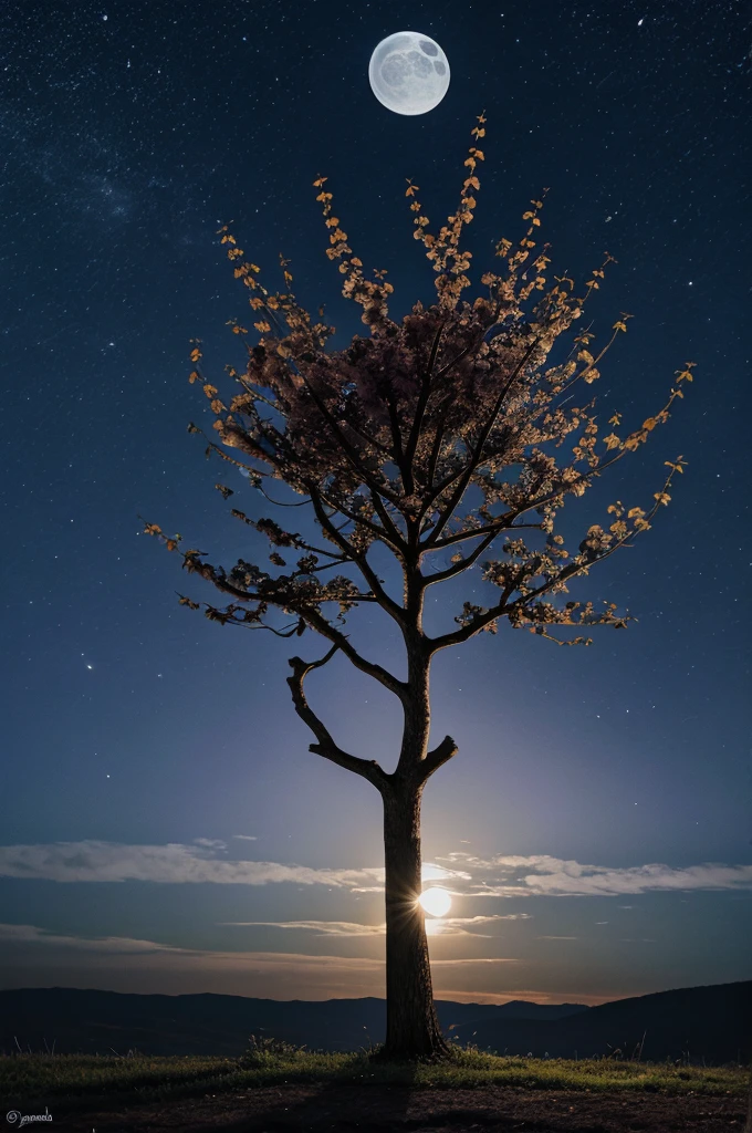 Blackberry tree on the moonlight