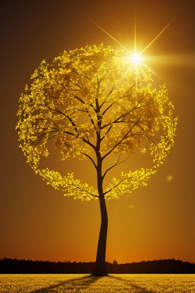 Make a golden tree of life that has transparent background