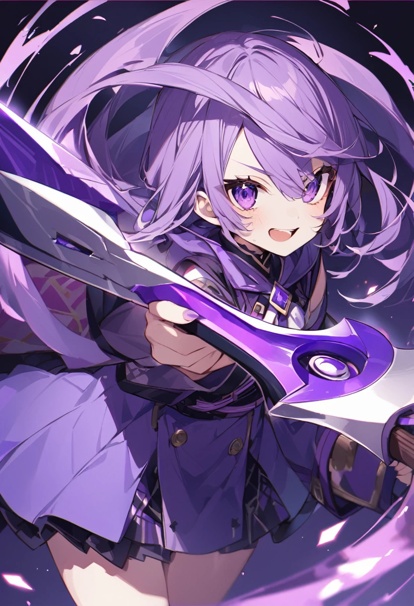 Keito。Purple Eyes。Purple Hair。Purple big axe。