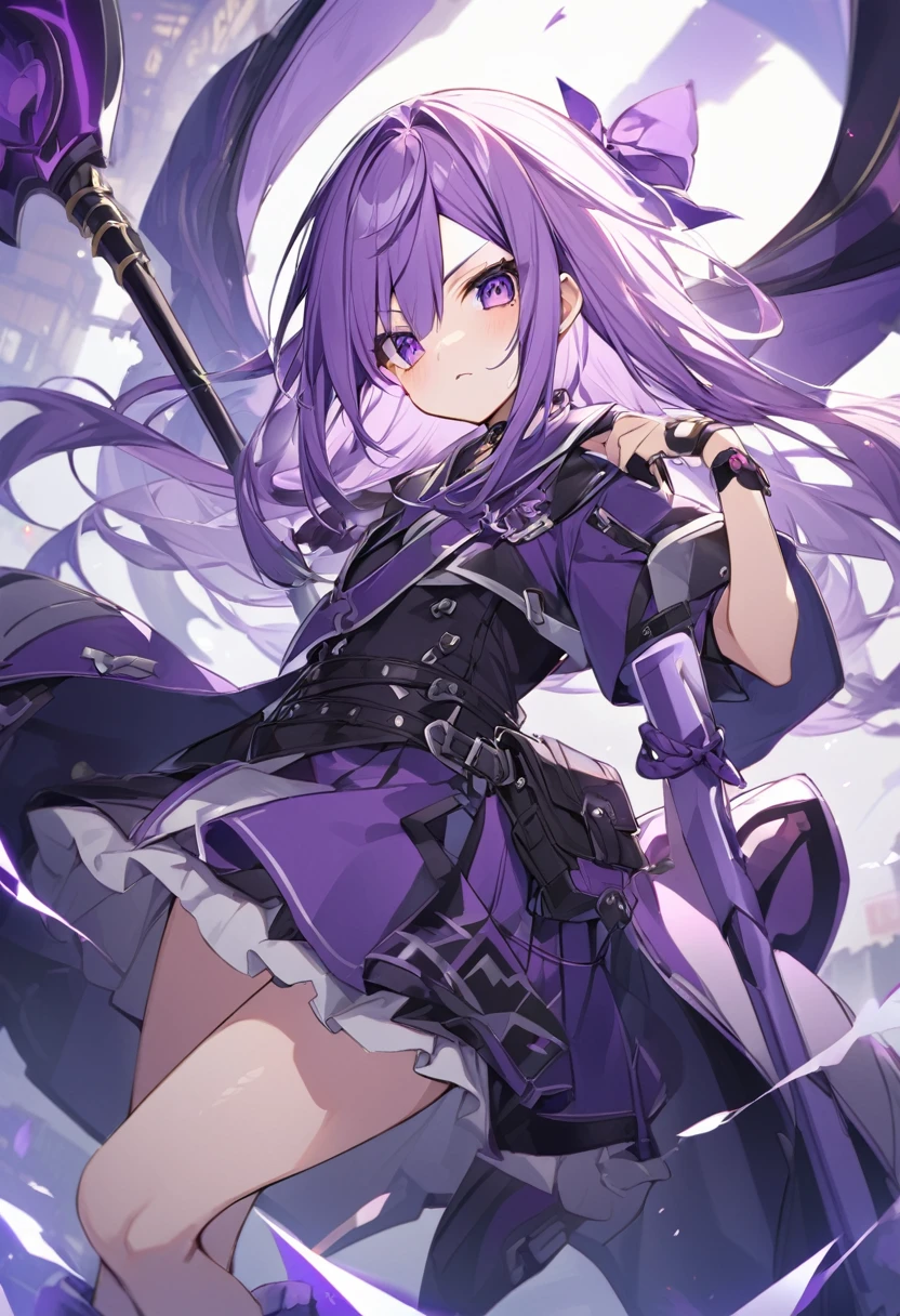 Keito。Purple Eyes。Purple Hair。Purple big axe。