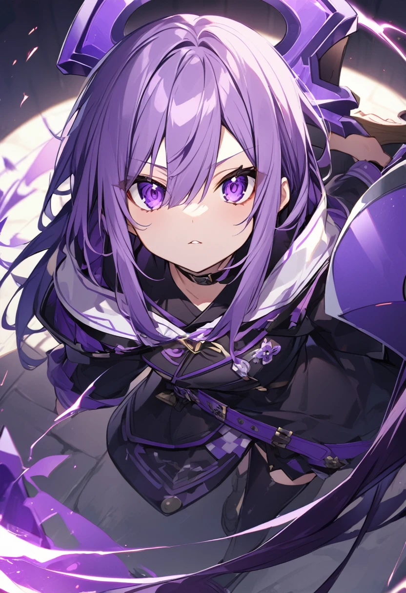 Keito。Purple Eyes。Purple Hair。Purple big axe。