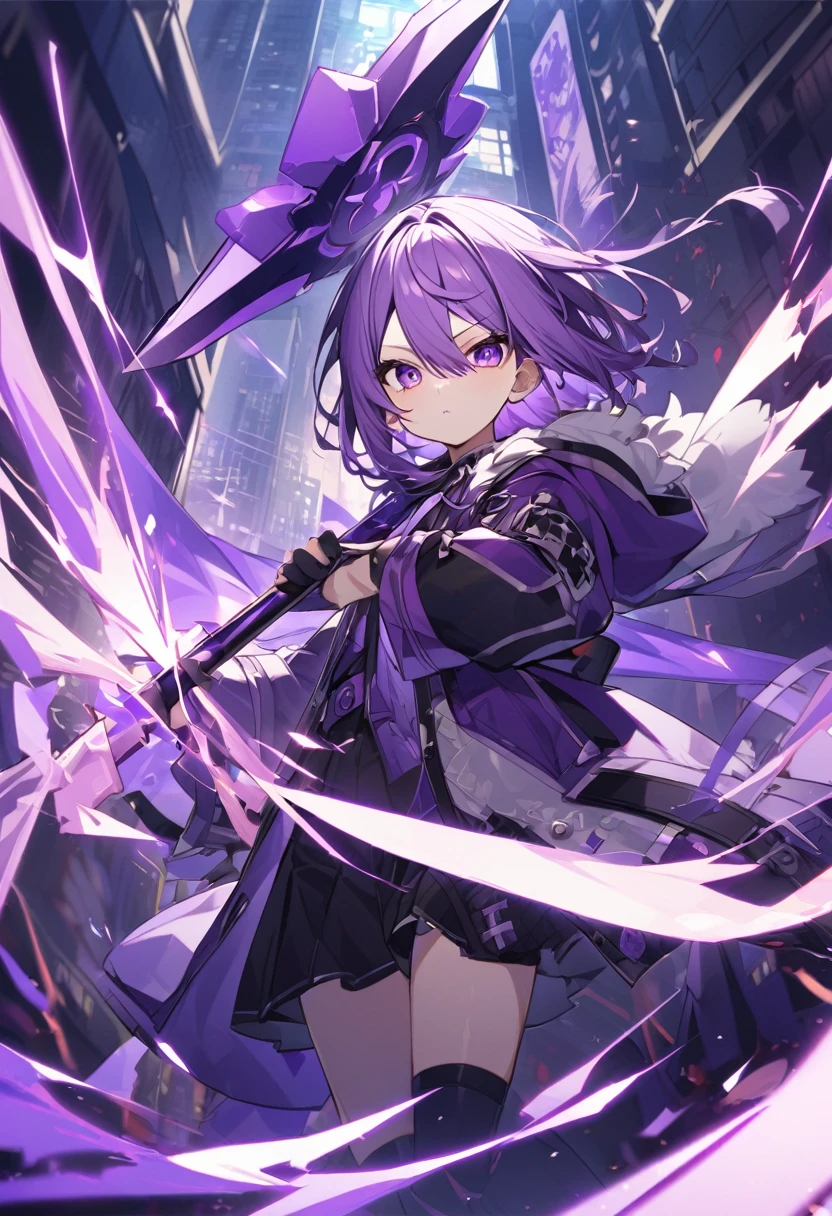 Keito。Purple Eyes。Purple Hair。Purple big axe。