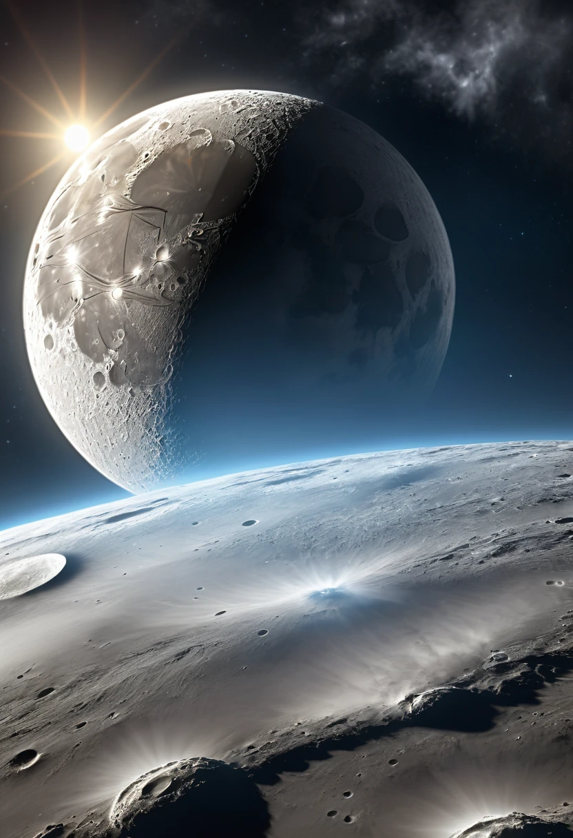 masterpiece, best quality, high quality, extremely detailed 8k CG unit wallpaper, depth of field, HDR, photorealistic, extremely detailed, intricate, high detail, sun reflecting moon