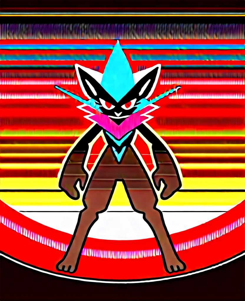 Zeraora, Pokémon, full body surrounded by a lightning aura, the character must be looking at the sky, face would be almost angry, dark mountainous landscape illuminated with moonlight on the tip of a mountain, original pokemon design, until, Alone, night with lightning, moment of emotional loneliness