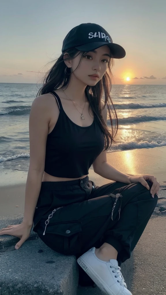8k, best quality, masterpiece, realistic, ultra detail, photo realistic, Increase quality,
a photo of a girl standing in a field with a scarf, in the style of dark and brooding designer, voluminous mass, photobash, serene faces, jagged edges, navy, natural beauty, close-up shot
hiphop dancer,wearing all black clothes (loose fit top and wide cargo pants),sneakers,accessories(necklace,ear_rings)baseball cap,sitting at sea bank,horizon,seaside,vivid sea color,red lighthouse,sunset
Dancing on a song name on my way