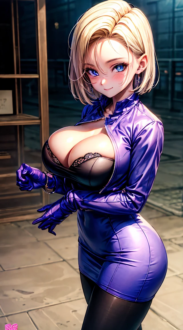 Fille , large , roof of a hotel, sun set, seductive, chemise blanche, cheveux blonds, blue eye, detailed eyes, hourglass _forme du corps, Ultra detailed, 4K Ultra HD, smiling, flirty smile, blushes, jewels, ,