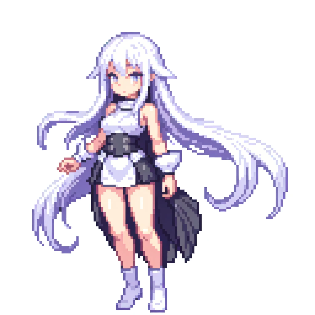 best quality , pixel art , 1 girl , full body , white background