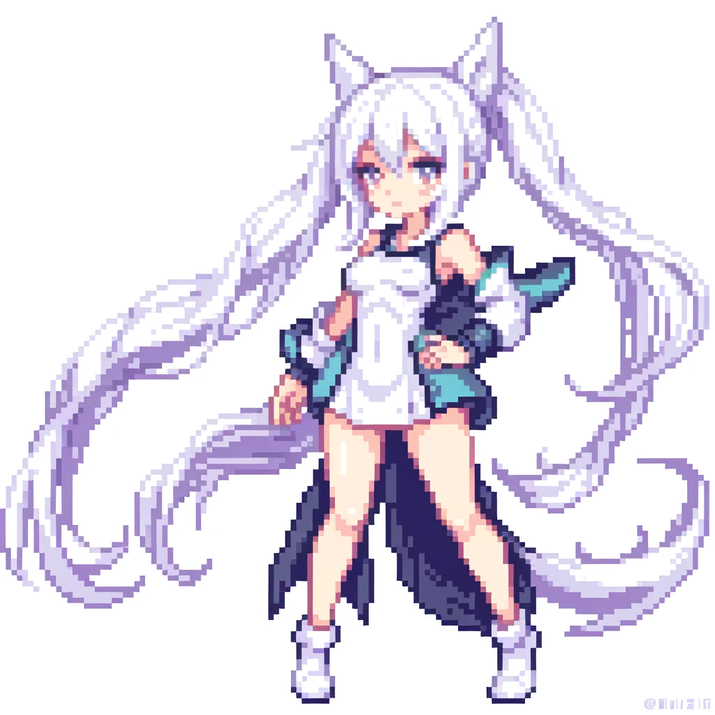 best quality , pixel art , 1 girl , full body , white background