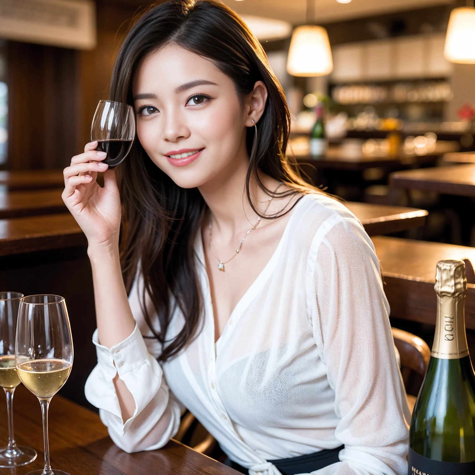 ((Highest quality、8K、masterpiece:1.3))、slimカップル、Pink rubber、modelカップル、(Realistic, Intricate details:1.2), full-course dinner、Wine Party、Amazing view of the sunset sky and clouds、A bright smile、The wonderfulness of smile、Bright image、The beauty of wine, Beautiful Face, blue eyes, The light shines on your face, Blushing, short hair,Bright Face、 (Age 37), 39 years old, red wine 、Appetizers、Italian food、Wine bottle、Champagne、sparkling wine、Two beauties、Brown Hair、Shortcuts、Long sleeve shirt、dress、Beautiful woman 1, (slimな顔), (The body is slim), (Brown Hair), (Shortcuts), cheeks turn a little red,Attractive beauty、restaurant, In a prominent place (From the waist up) Nova Frog Style, actress, model, Upper Body, White wine, slim, wine glass, 中央に置かれたwine glass, smile, (smile: 1.15), Beautiful fine grain, Depth f/2,saturation, High Contrast, Strong light and shadow,Moist Body:1.5、3D texture、Delicate eyes、Brown Hair、The hair is very shiny、