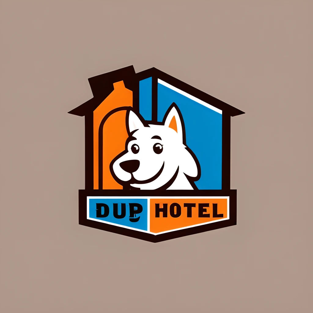 score_9, score_8_up, score_7_up, score_6_up, score_5_up, score_4_up, logo, 
A logo for a dog hottel, 
(white dog), (black ear, dark ear:0.5), dog under the roof , pastell colors (orange, dark blue, blue, brown), 
logomkrdsxl, vector