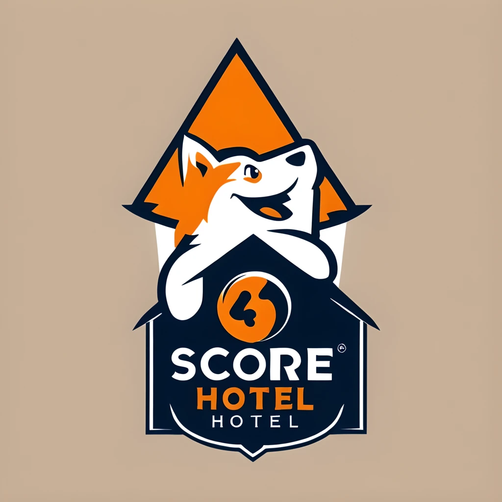 score_9, score_8_up, score_7_up, score_6_up, score_5_up, score_4_up, logo, 
A logo for a dog hottel, 
(white dog), (black ear, dark ear:0.5), dog under the roof , pastell colors (orange, dark blue, blue, brown), 
logomkrdsxl, vector