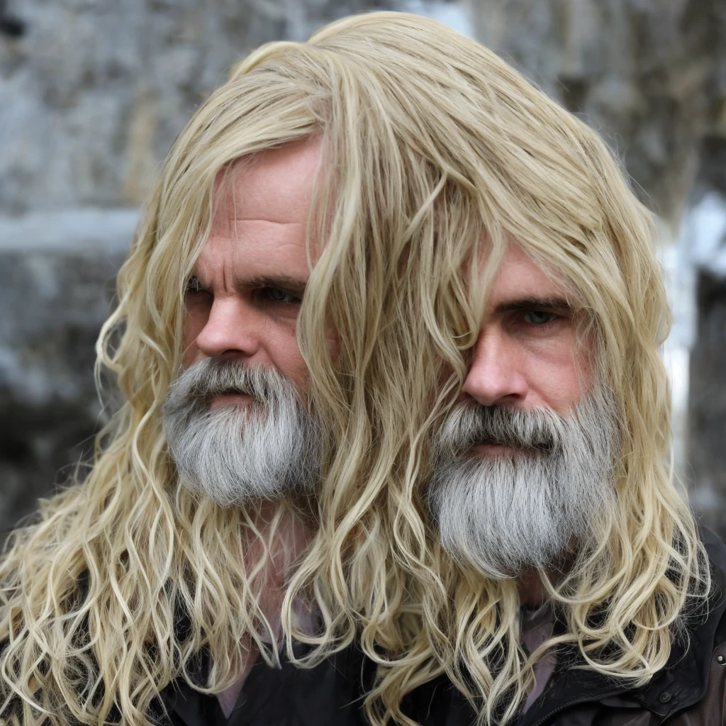 creepy man with blonde hair