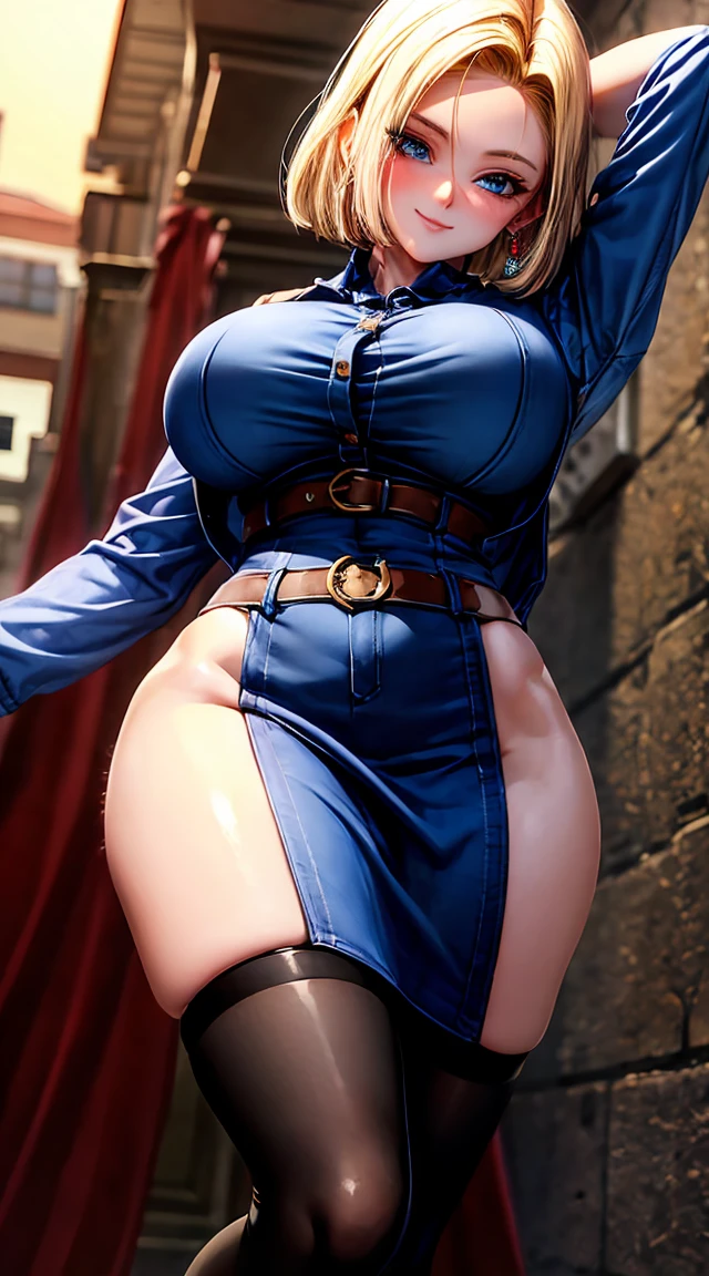 Fille sexy, large breast, roof of a hotel, sun set, seductive, chemise blanche, cheveux blonds, blue eye, detailed eyes, hourglass _forme du corps, Ultra detailed, 4K Ultra HD, smiling, flirty smile, blushes, jewels, 比基尼,