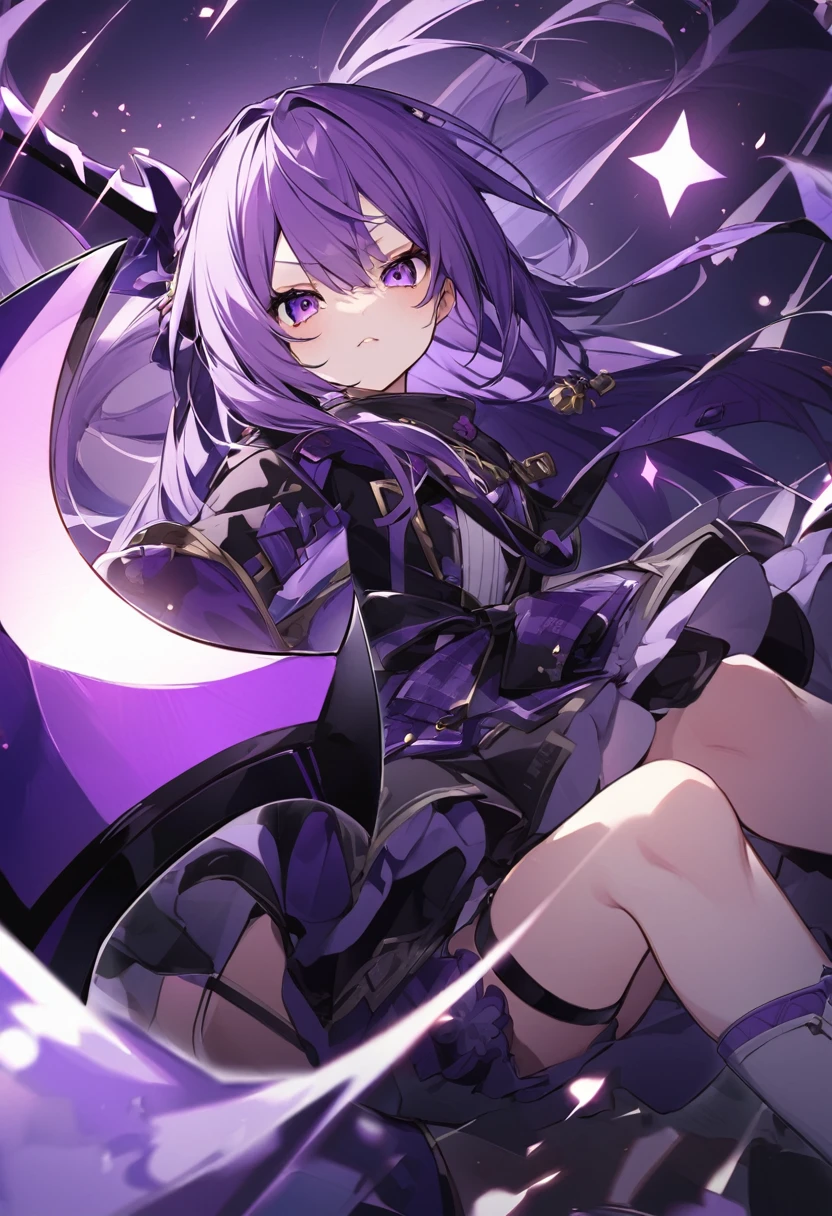 Keito。Purple Eyes。Purple Hair。Purple big axe。